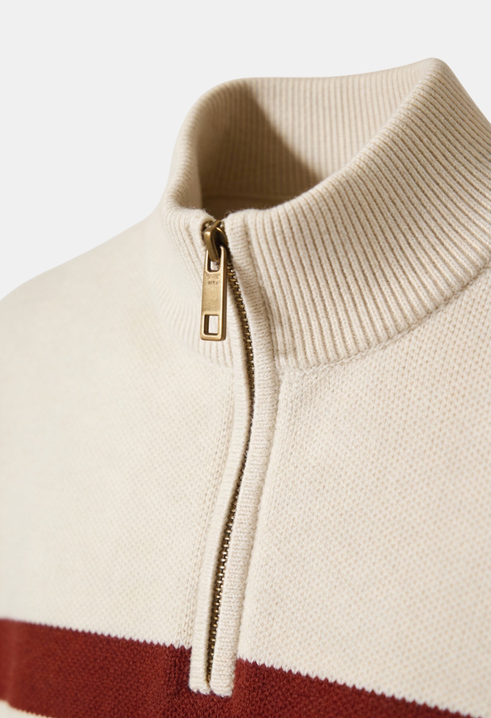 Quarter-Zip Knit Pullover with Ribbed Collar