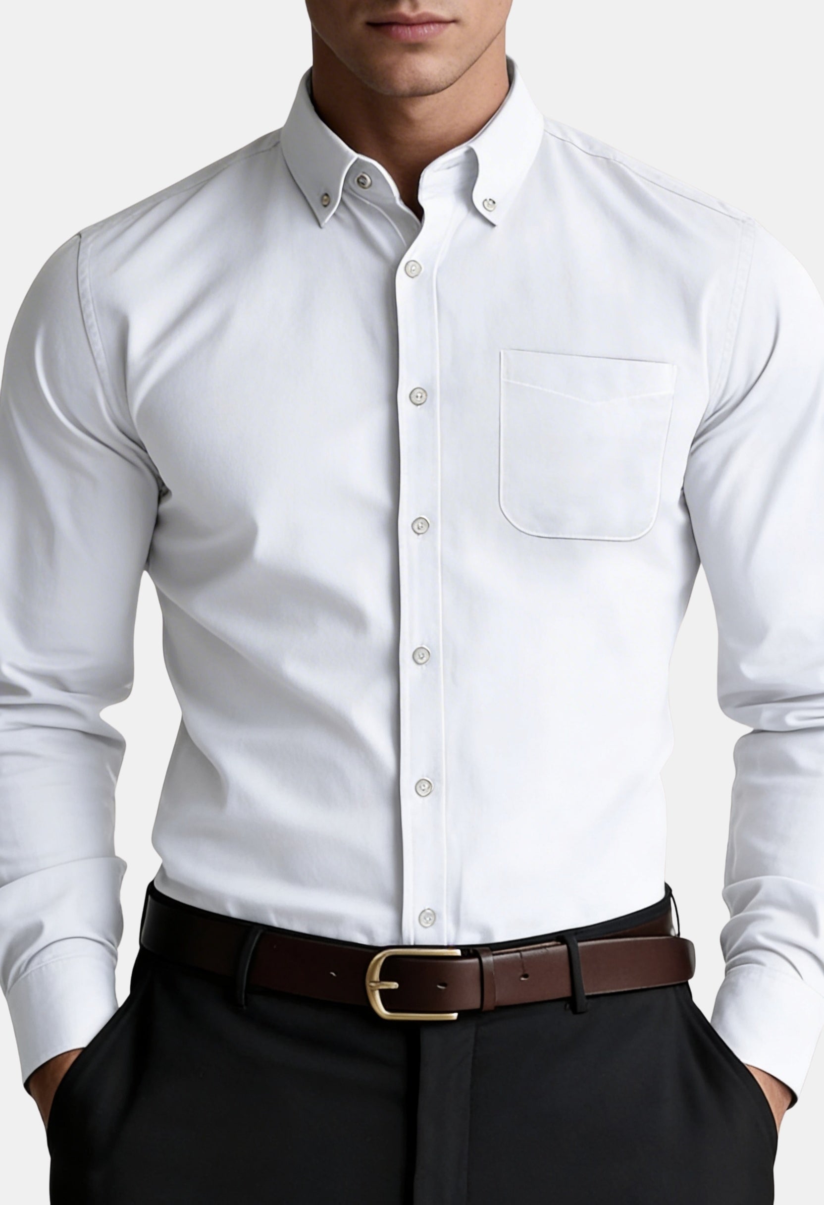 Clean Long Sleeve Classic Button-Up Shirt