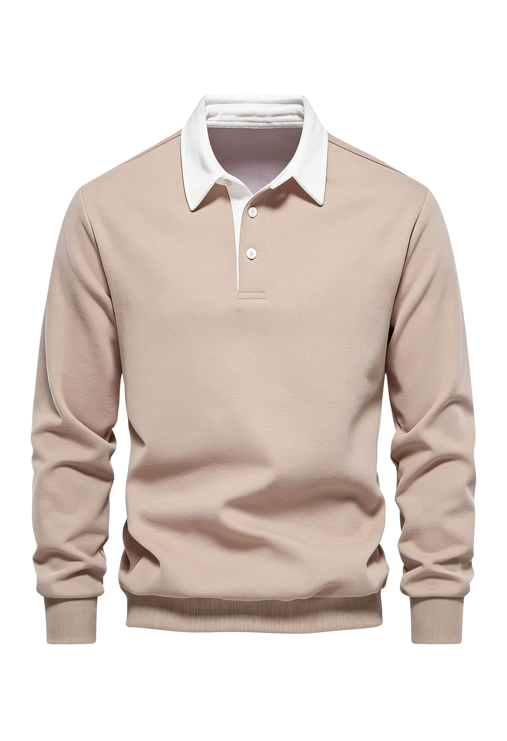 Men’s Contrast Collar Long-Sleeve Polo Shirt