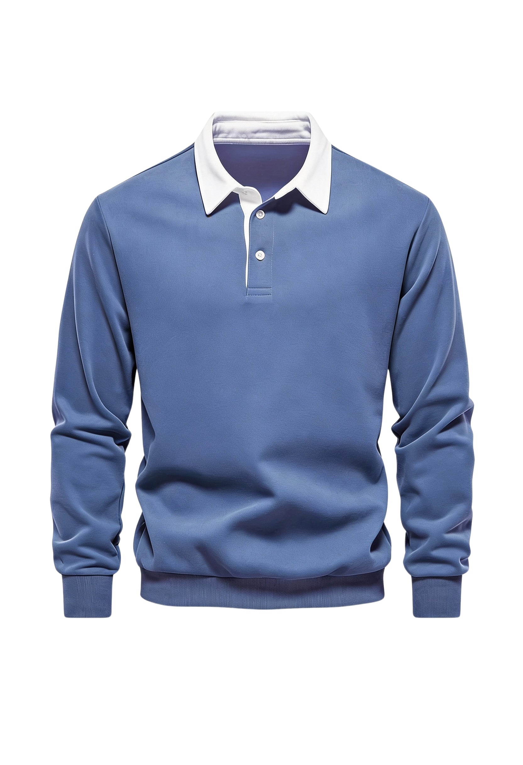 Men’s Contrast Collar Long-Sleeve Polo Shirt