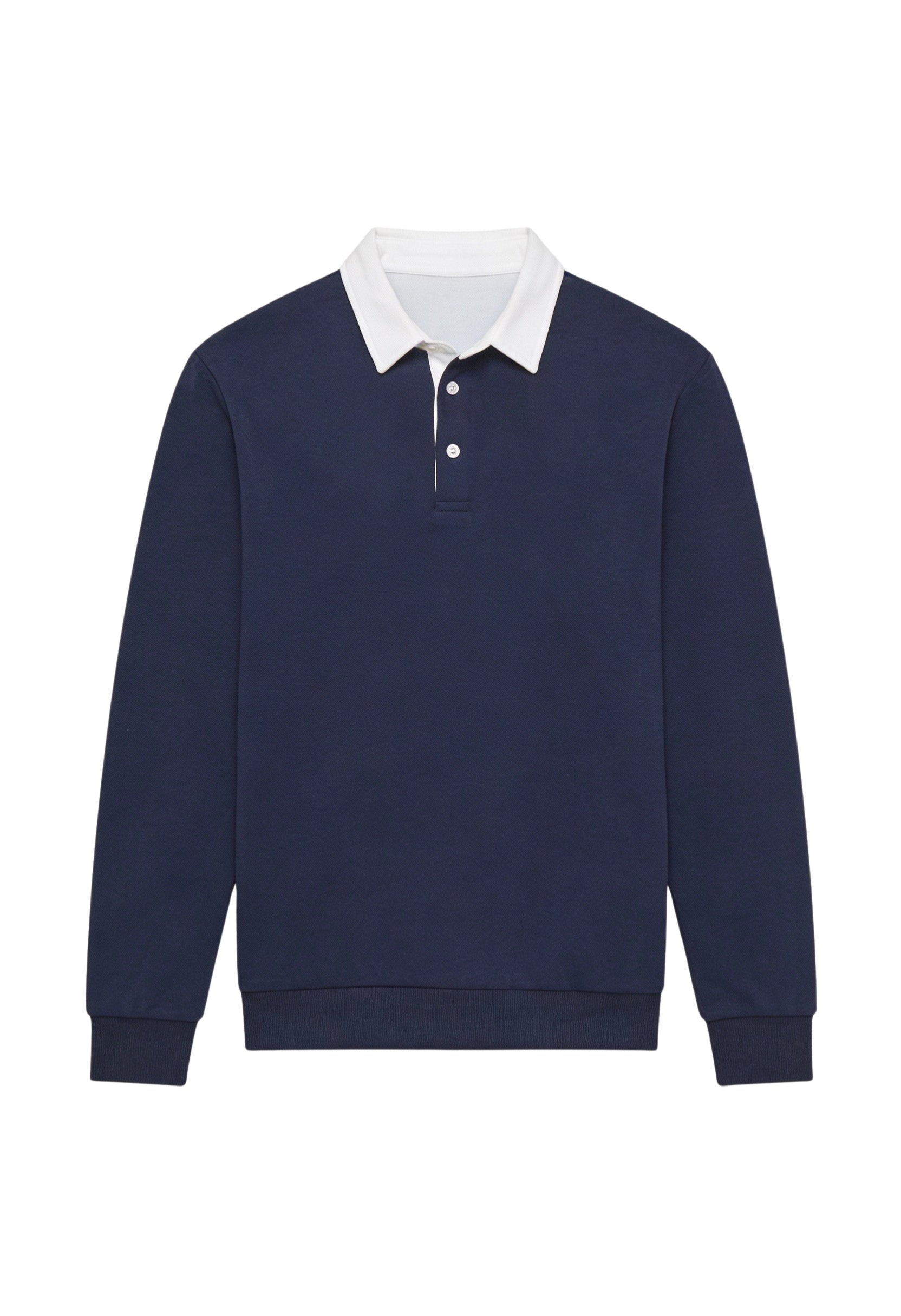 Men’s Contrast Collar Long-Sleeve Polo Shirt