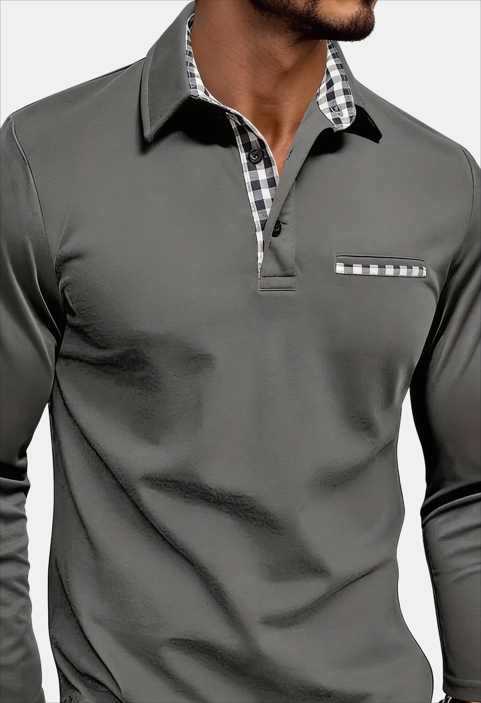 Men’s Long-Sleeve Casual Polo Shirt
