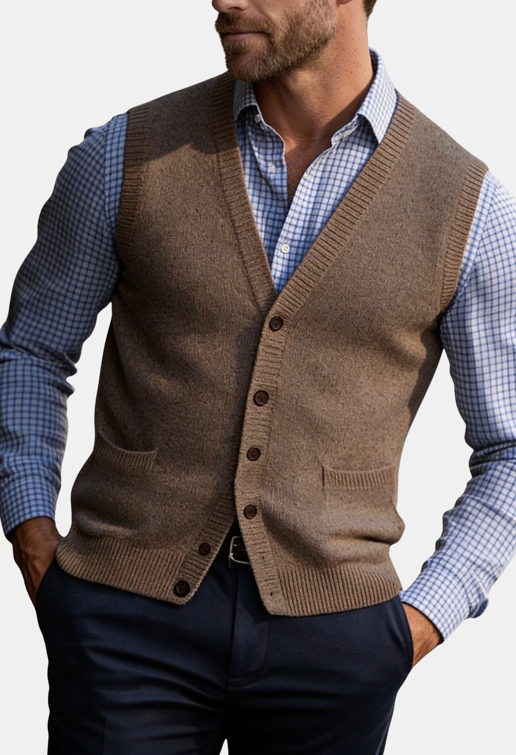 Polished Men’s Ribbed Knit Vest