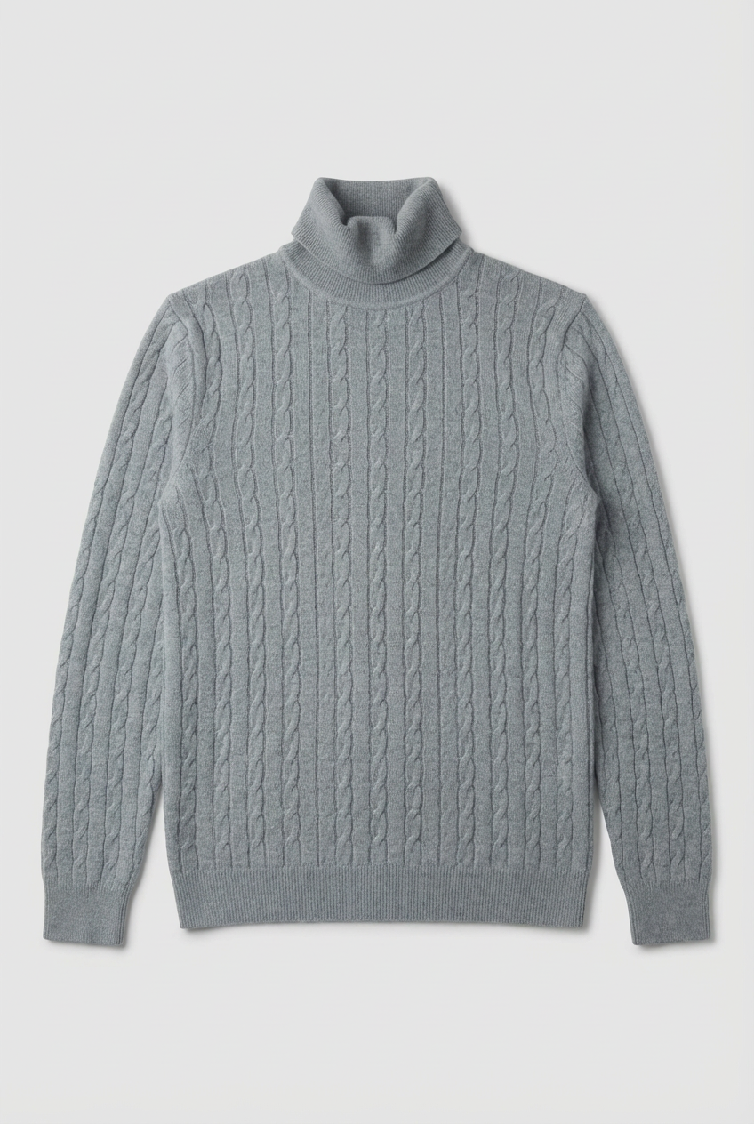 Refined Men’s Cable Knit Turtleneck Jumper
