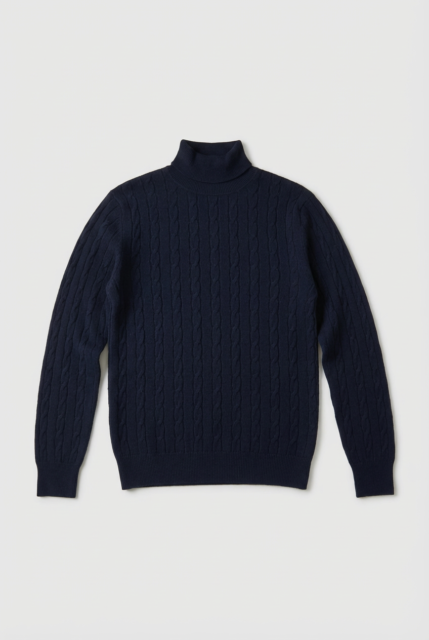 Refined Men’s Cable Knit Turtleneck Jumper