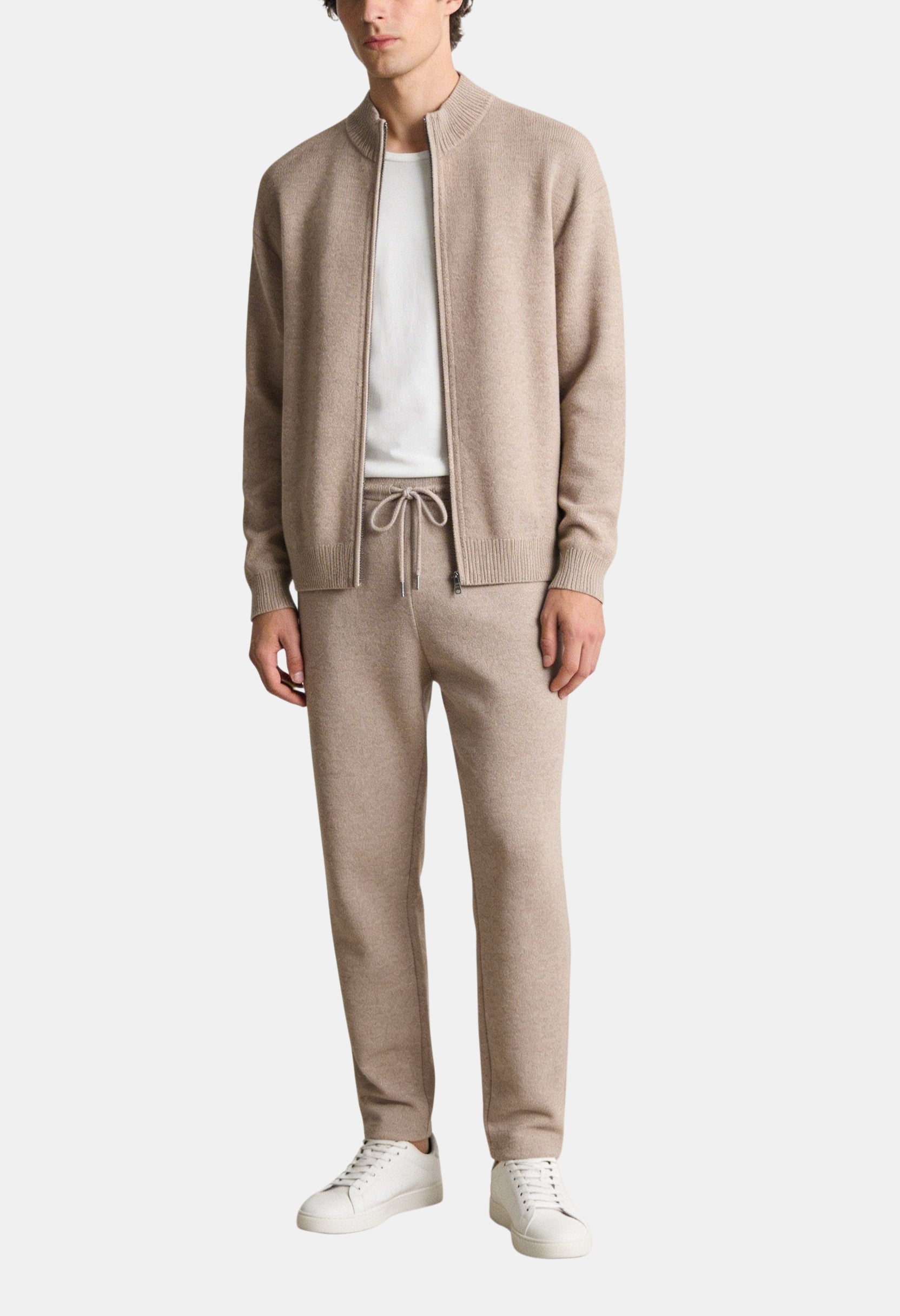 Refined Zip-Up Sweater and Lounge Trousers Set