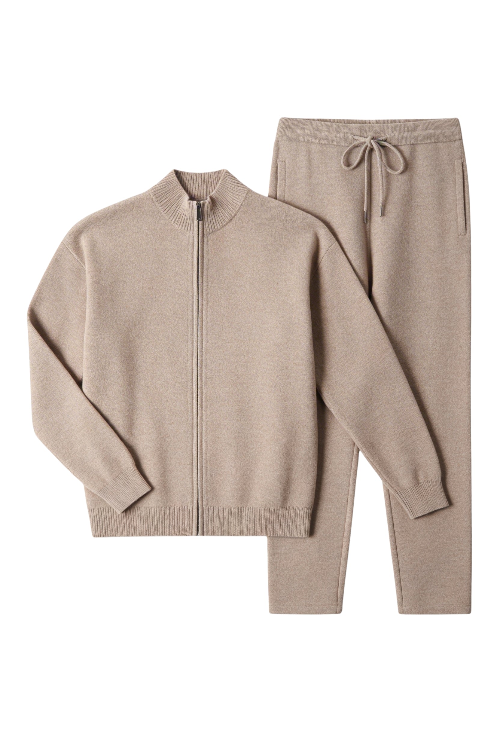 Refined Zip-Up Sweater and Lounge Trousers Set