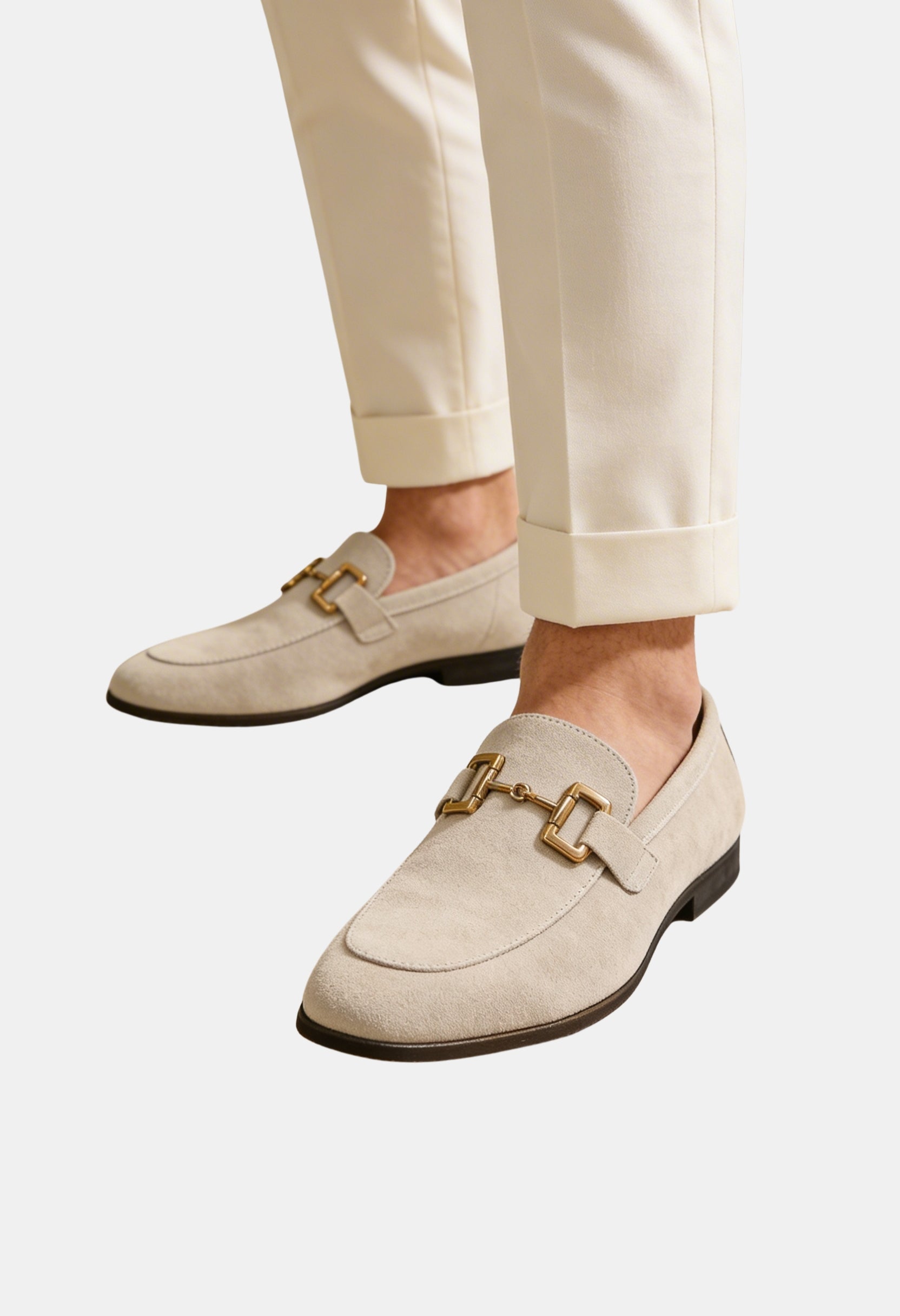 Sleek Suede Loafers With Metal Buckle