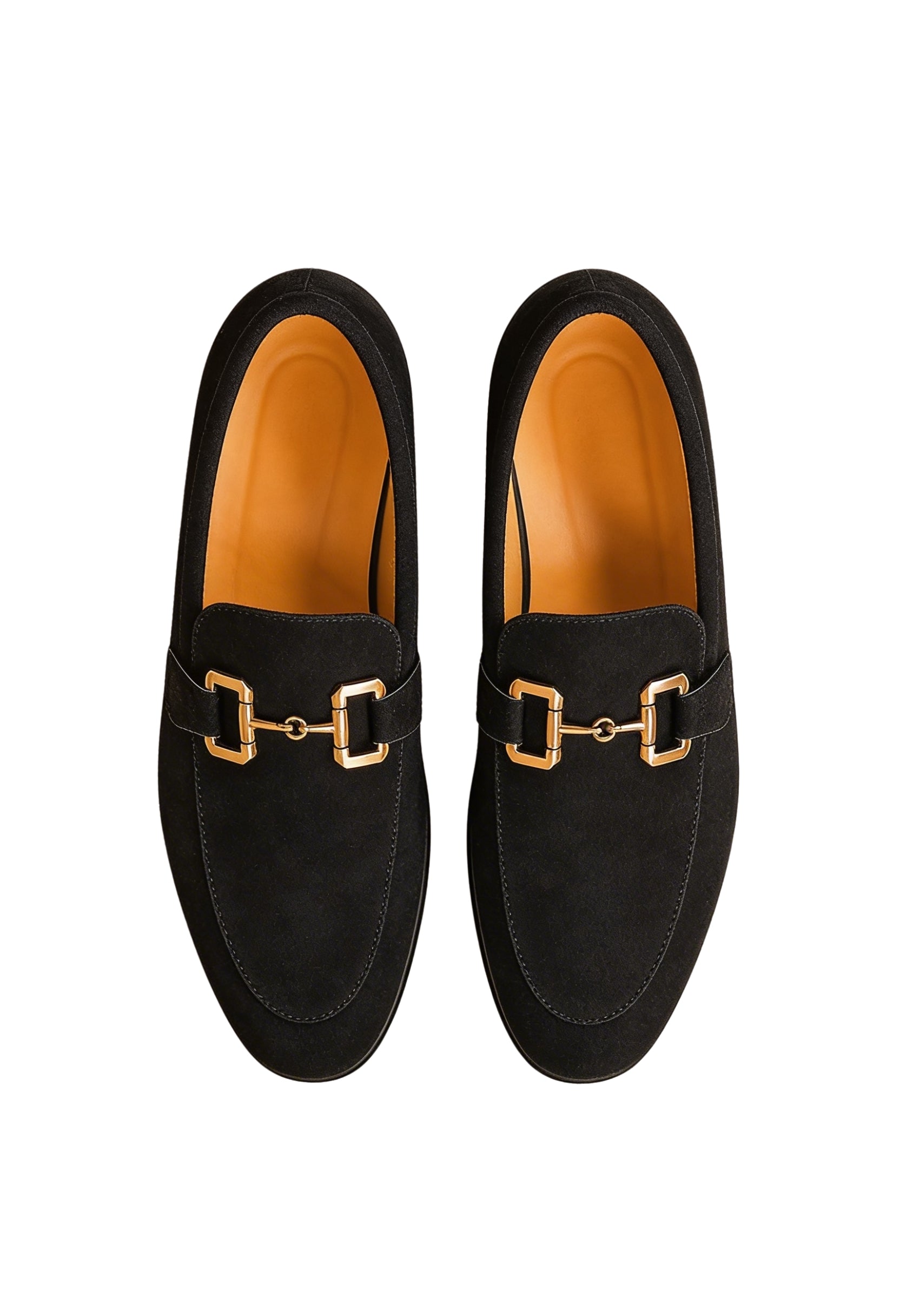 Sleek Suede Loafers With Metal Buckle