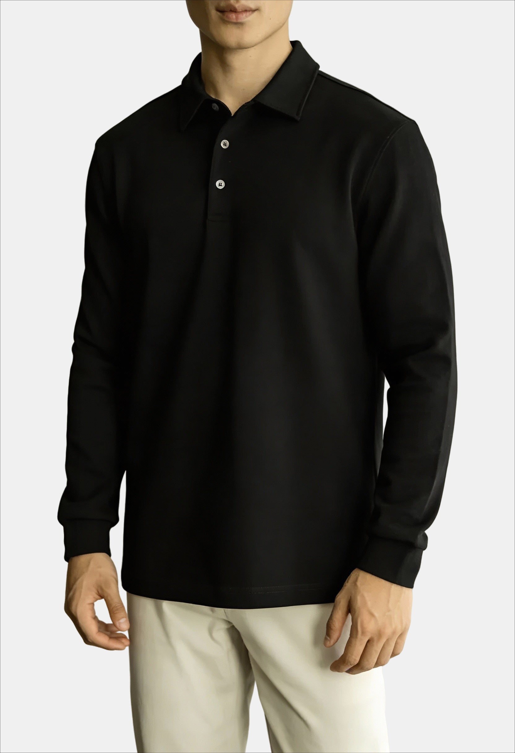 Slim Fit Long Sleeve Polo T Shirt