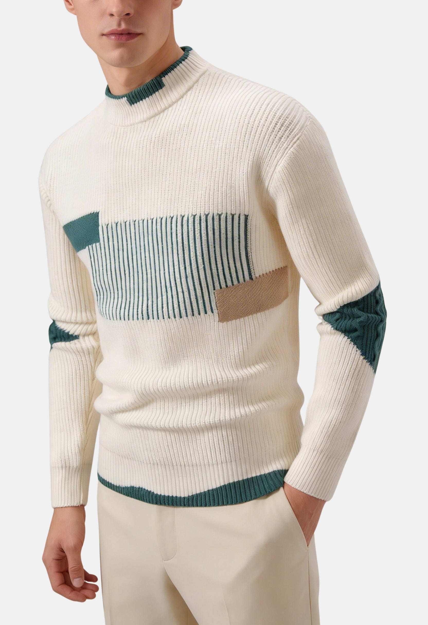 Smart Knit Sweater With Diagonal Design