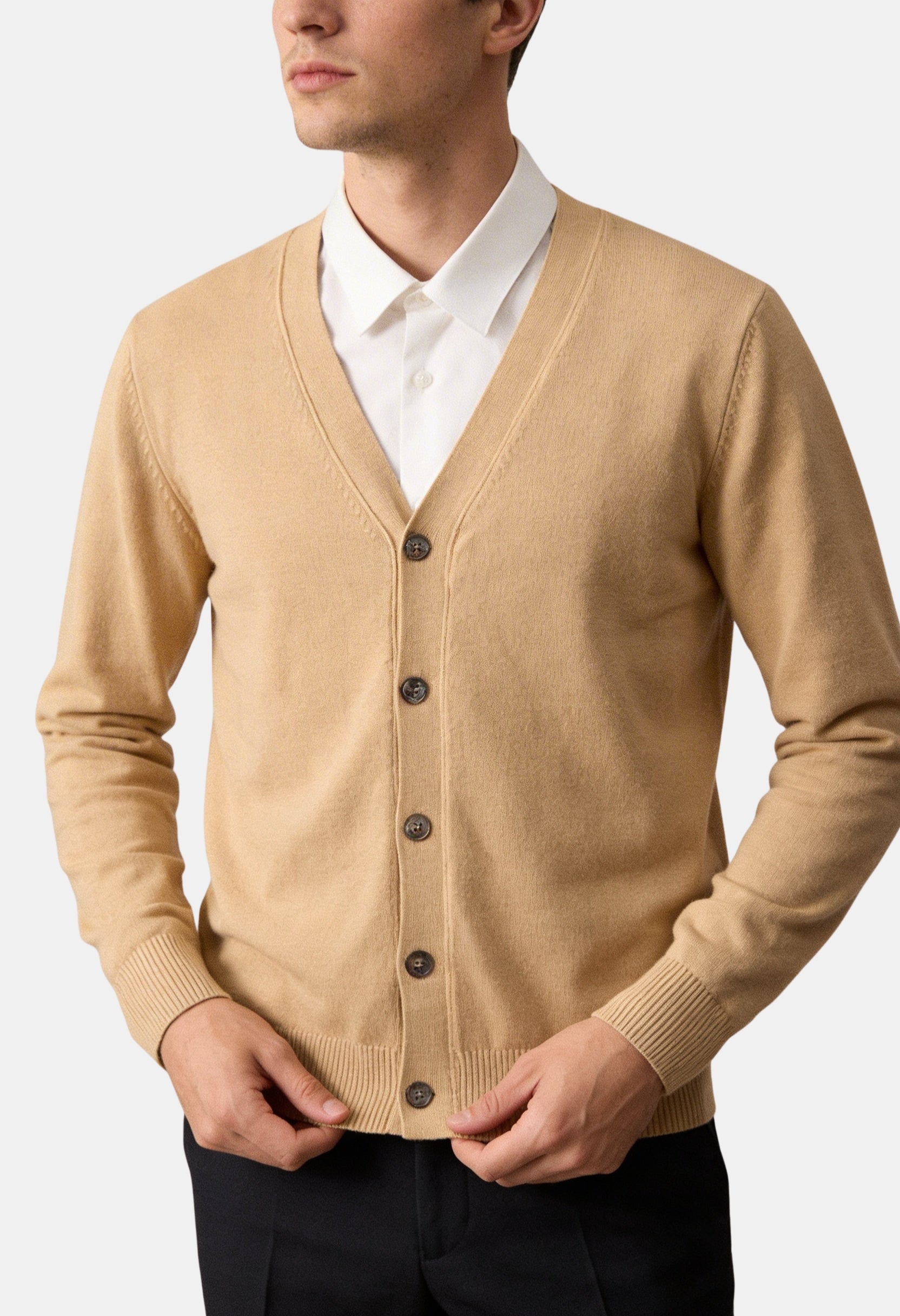 Smart Long Sleeve V-Neck Button Cardigan