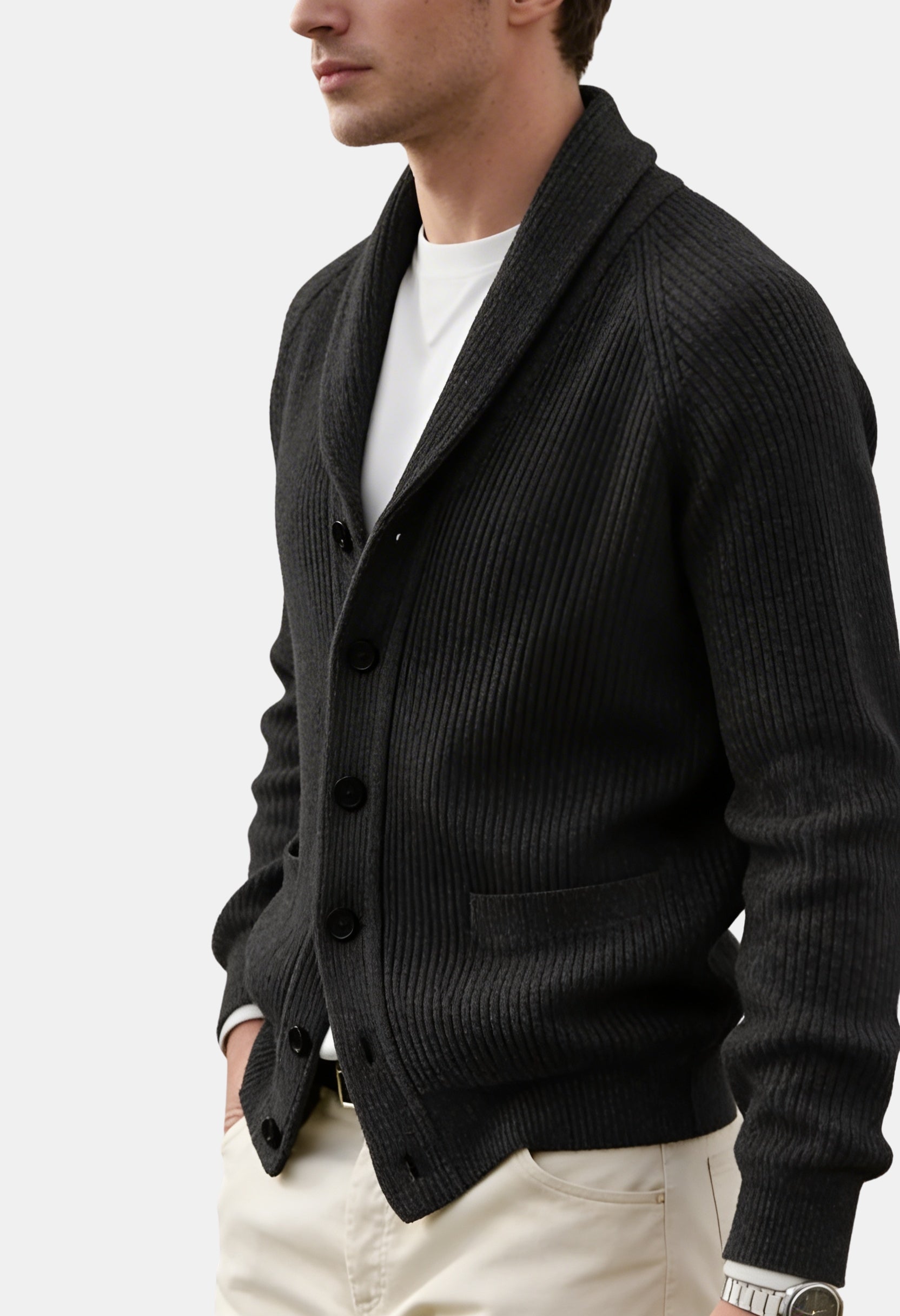 Smart Shawl Collar Button Cardigan