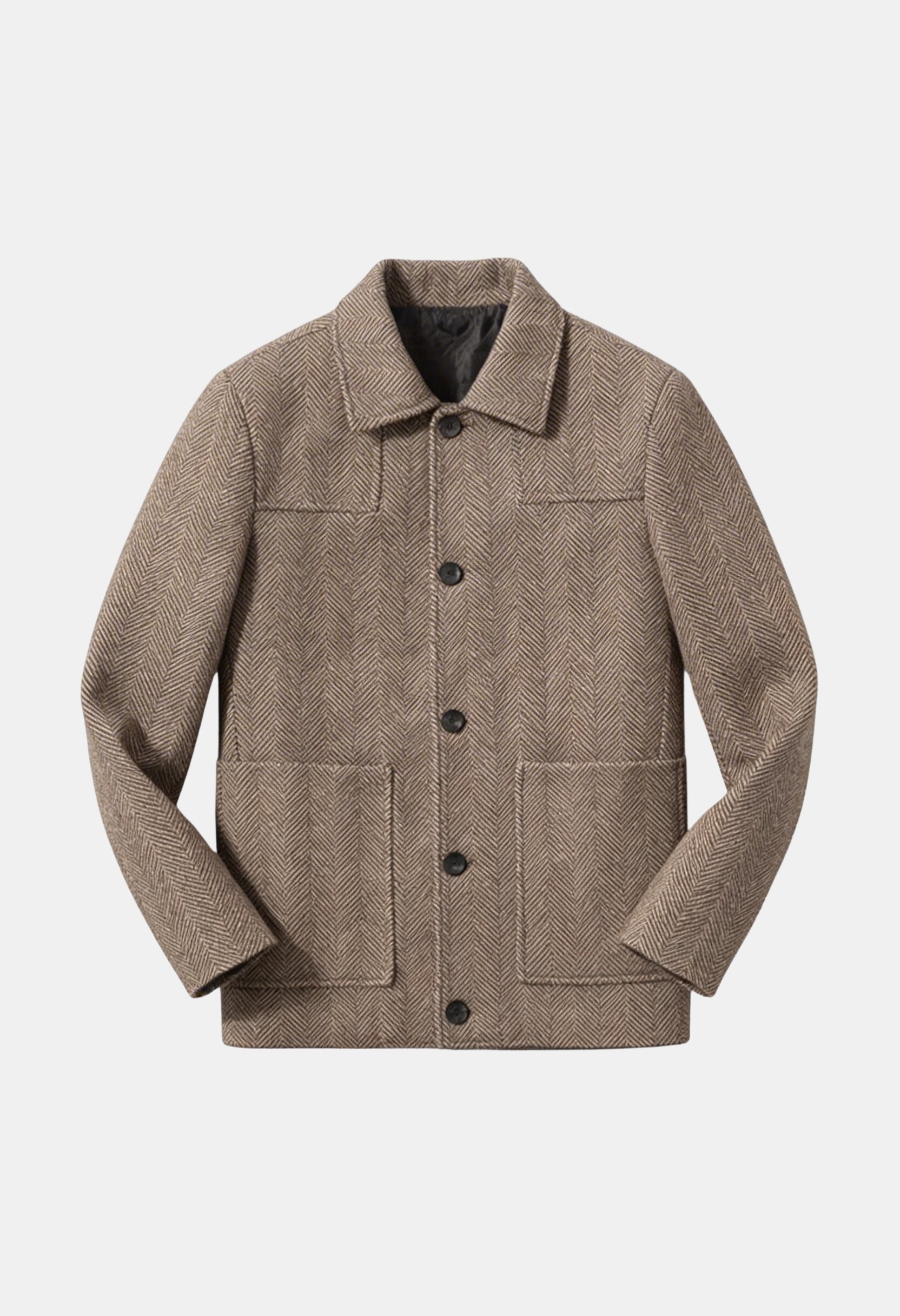 Tailored Herringbone Lapel Button Jacket