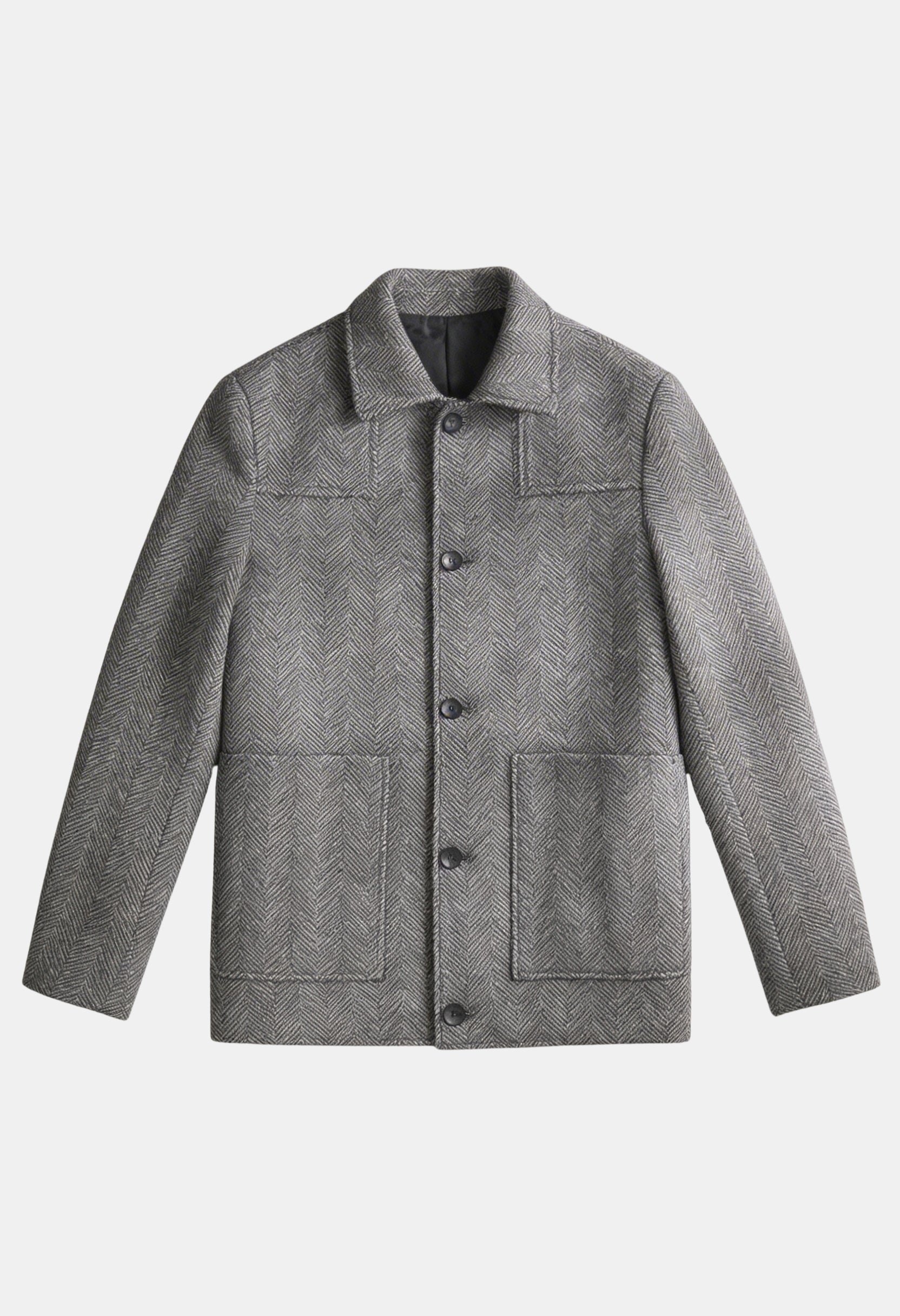 Tailored Herringbone Lapel Button Jacket