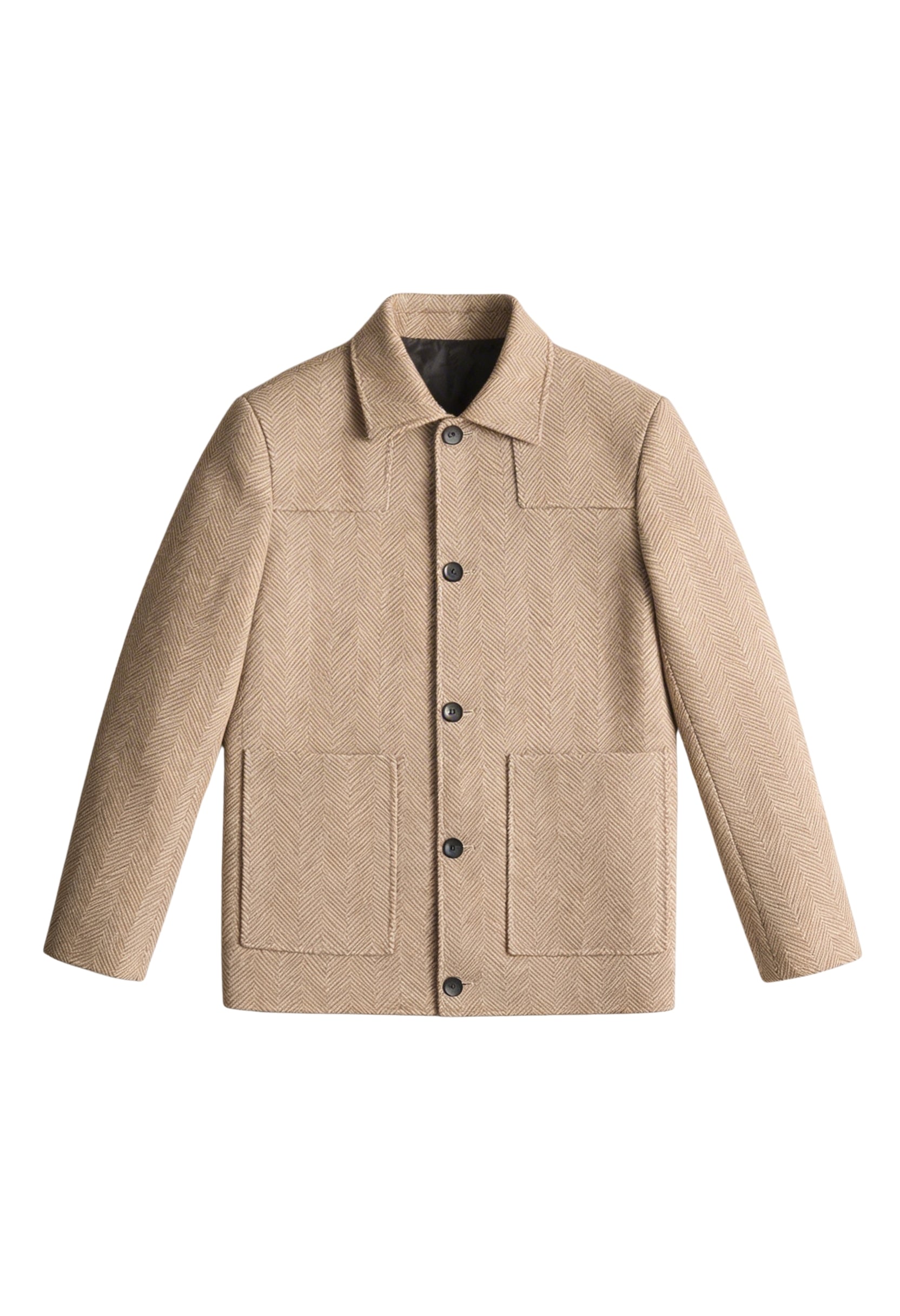 Tailored Herringbone Lapel Button Jacket