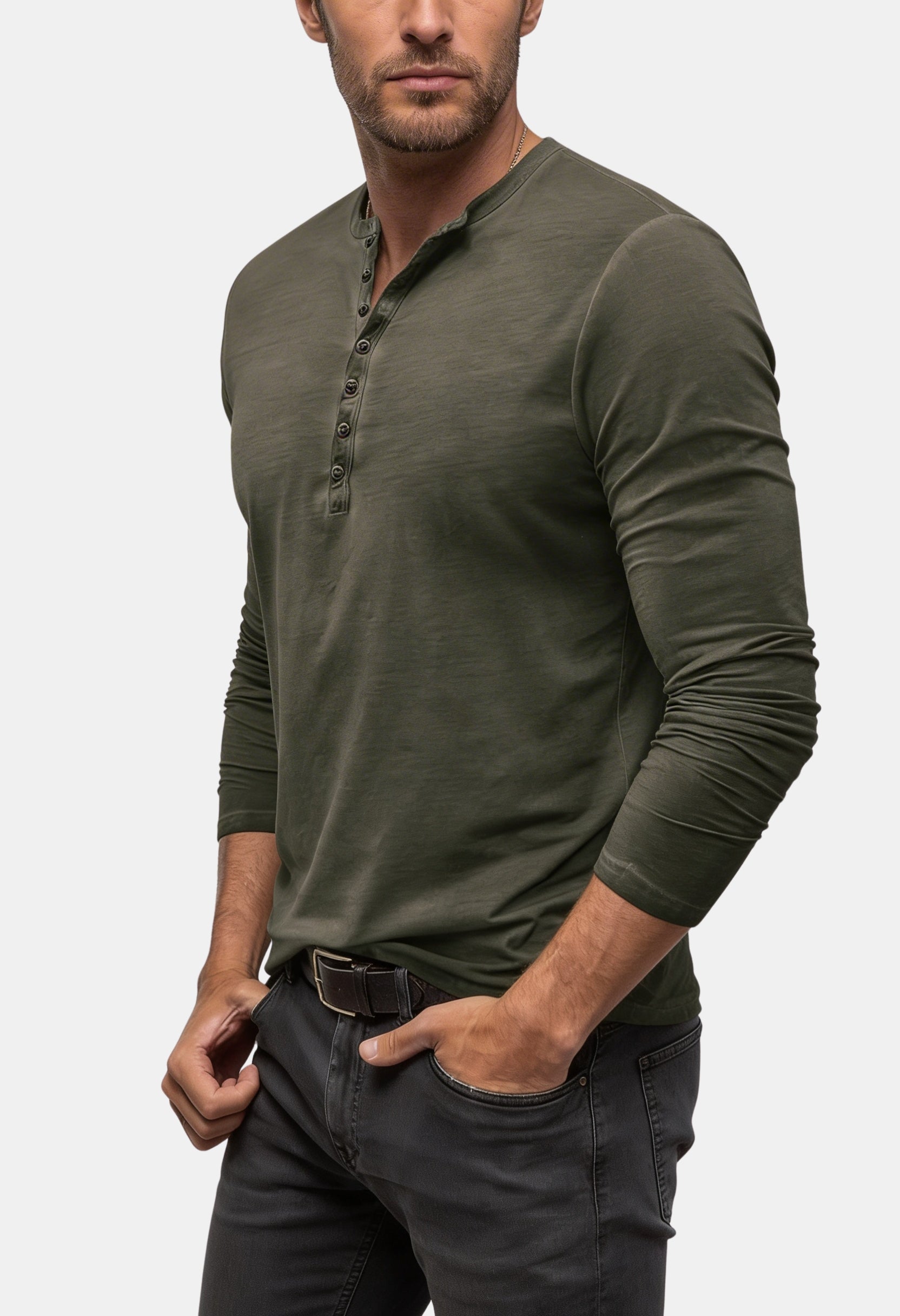 Classic Long Sleeve Henley Shirt