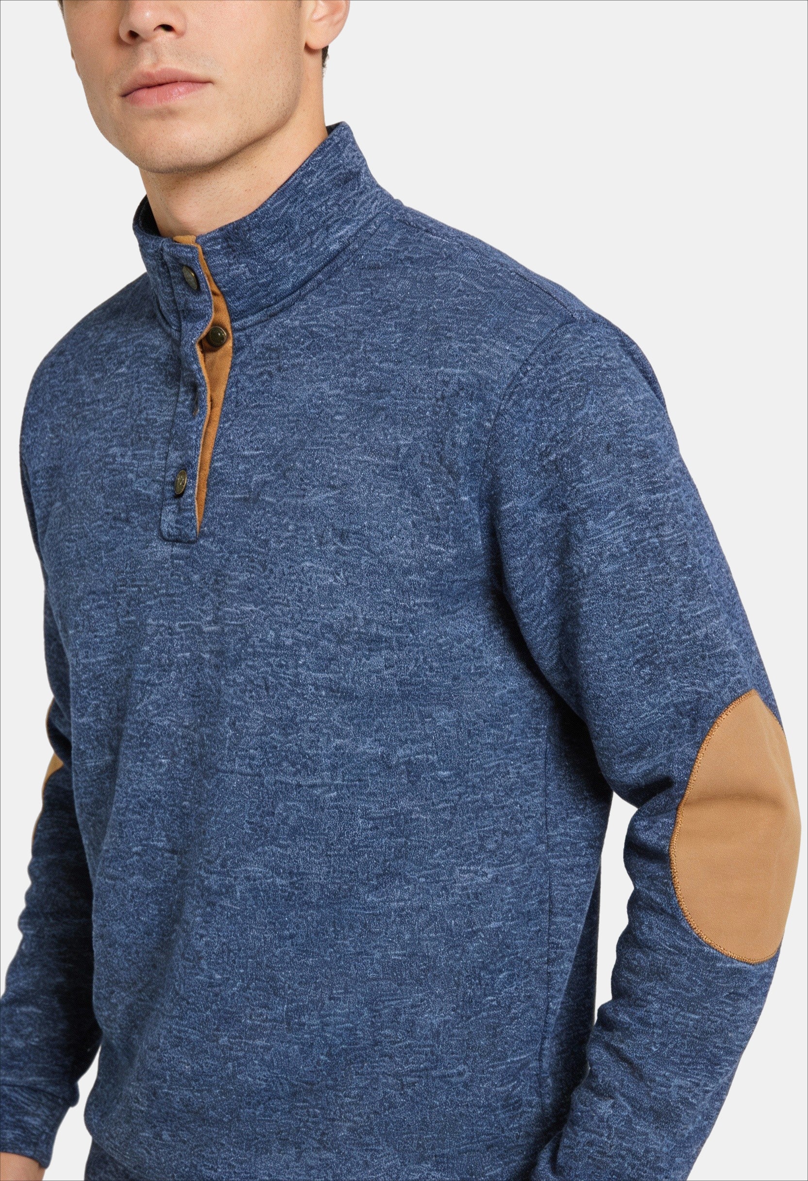 Men’s Button-Neck Elbow-Patch Pullover