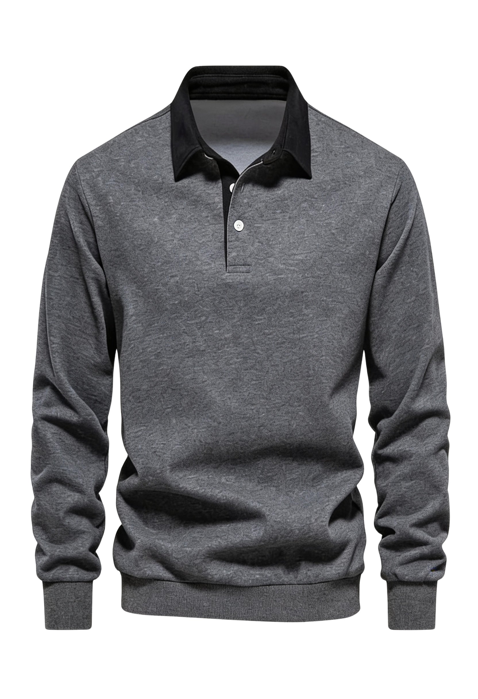 Men’s Contrast Collar Long-Sleeve Polo Shirt