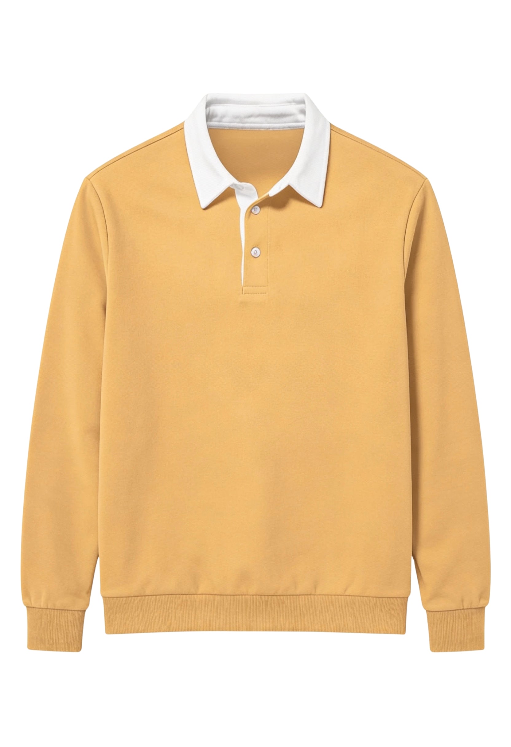Men’s Contrast Collar Long-Sleeve Polo Shirt