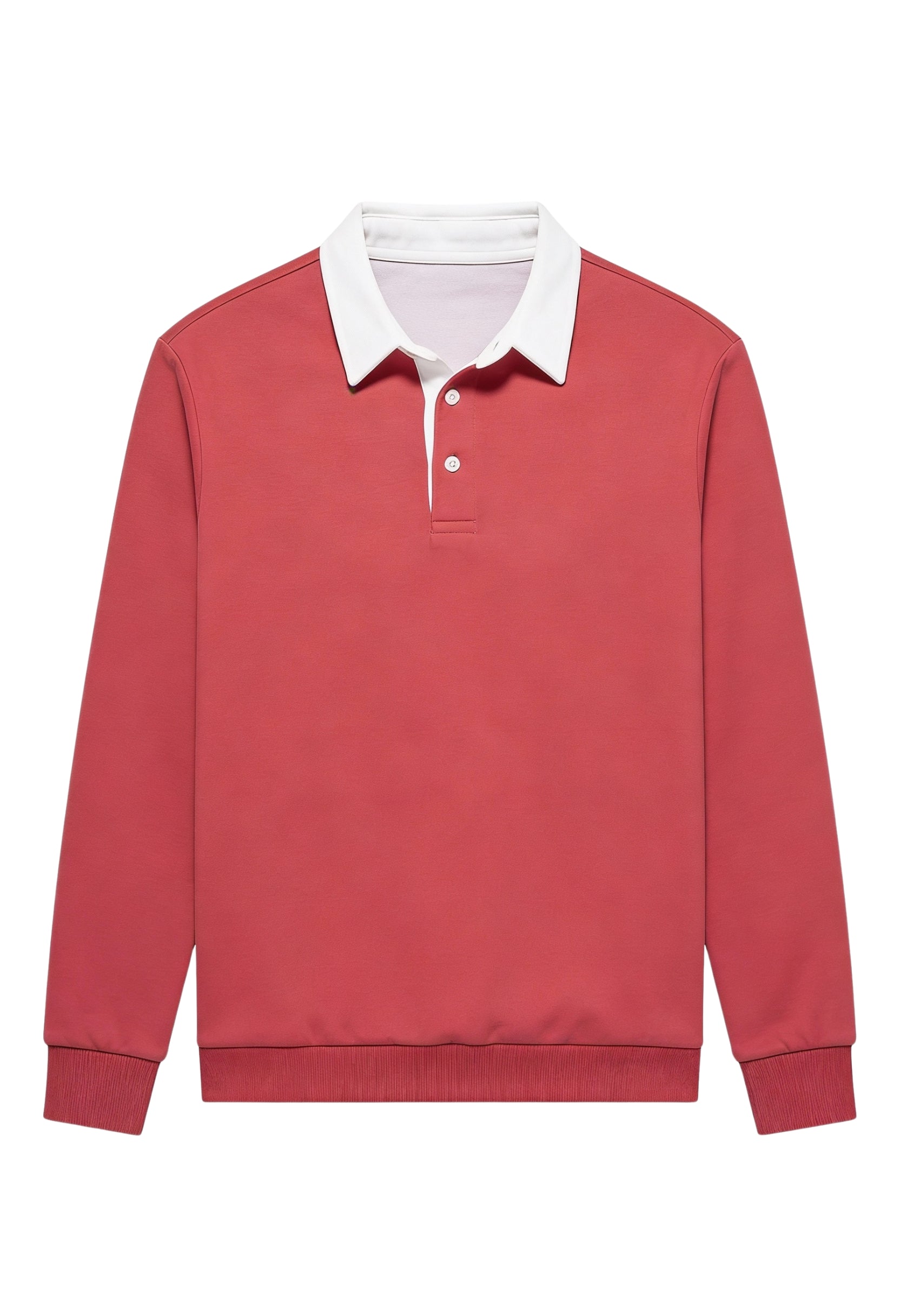 Men’s Contrast Collar Long-Sleeve Polo Shirt