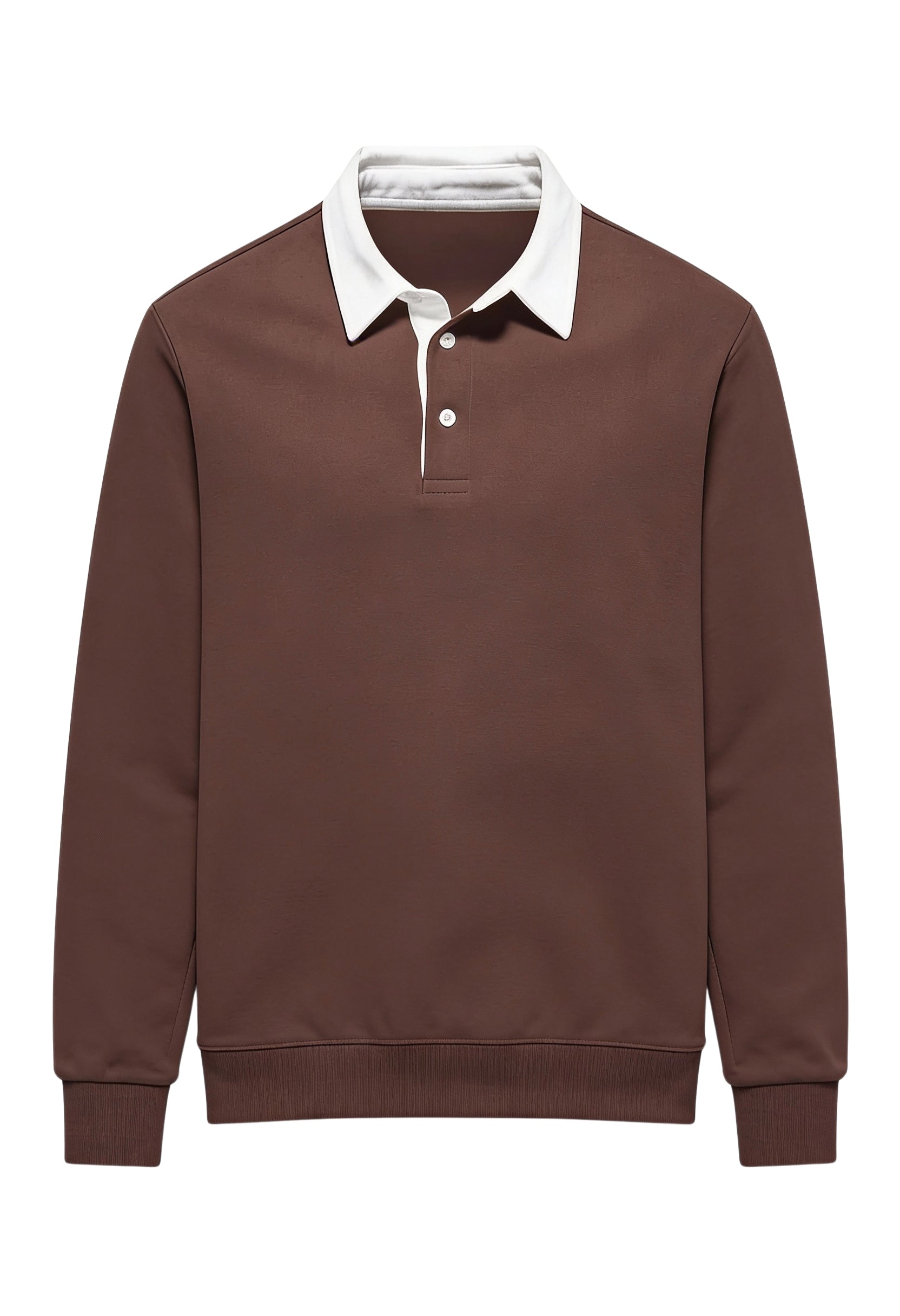Men’s Contrast Collar Long-Sleeve Polo Shirt