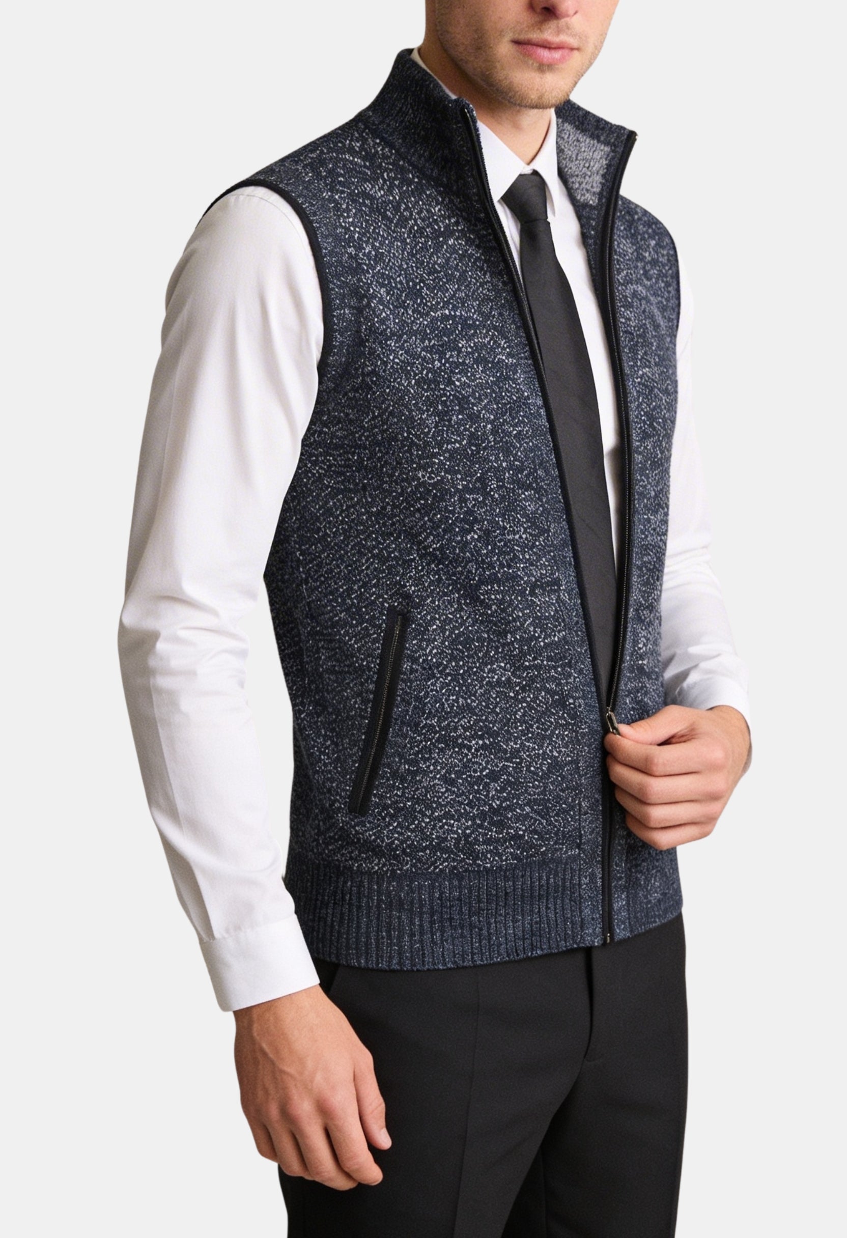 Refined Zip Front Sleeveless Vest