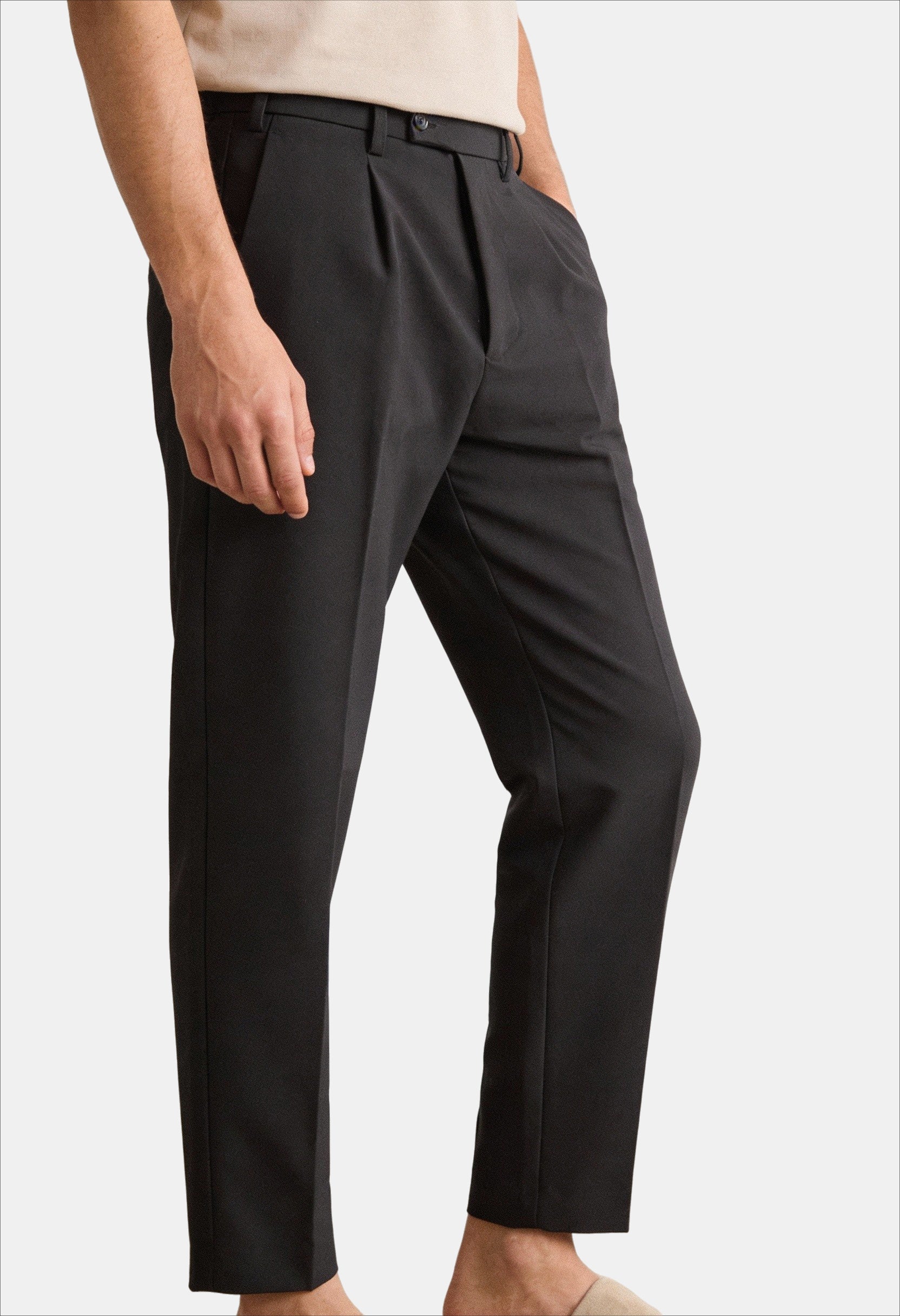 Regular Fit Draped Cropped Trousers