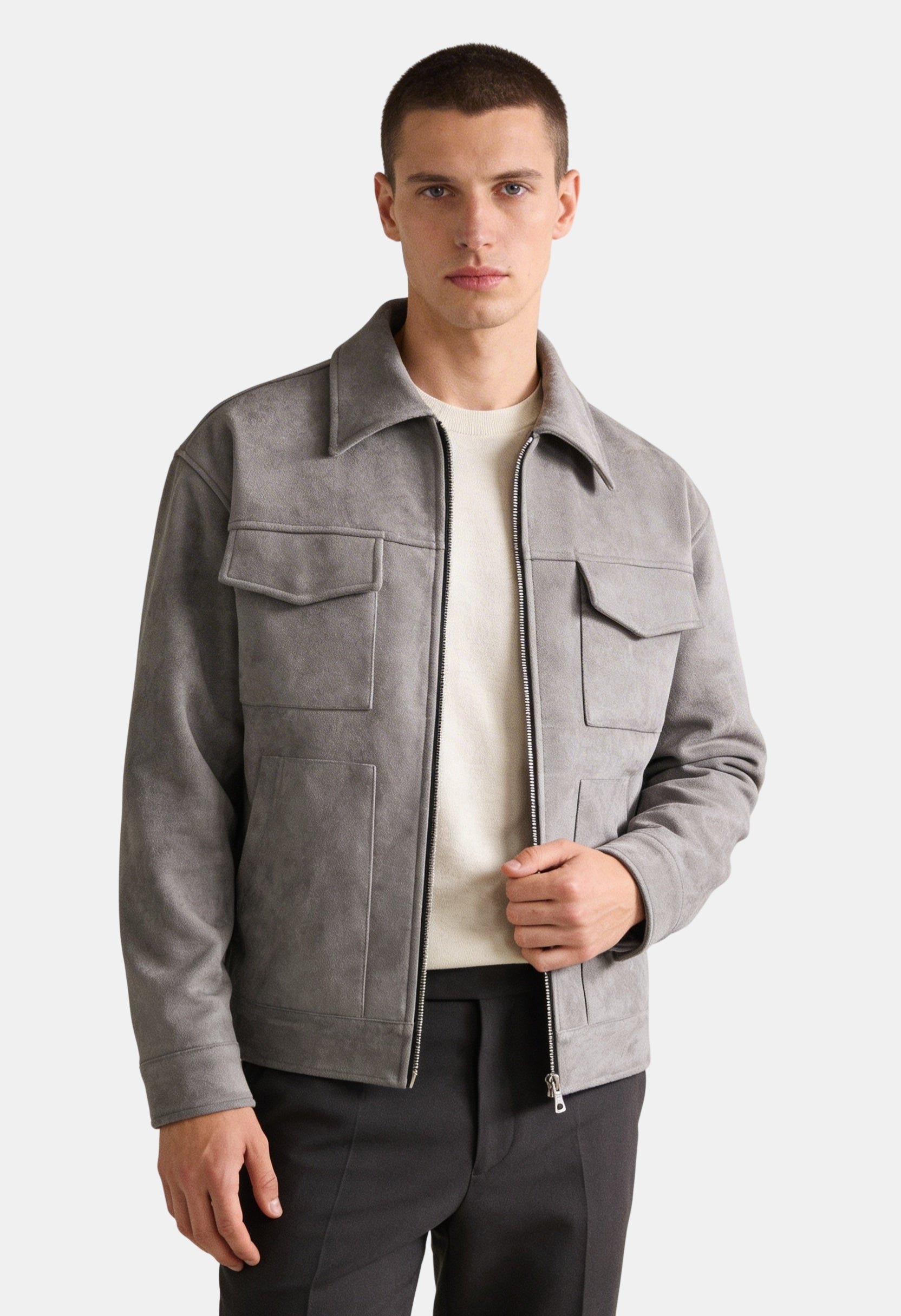 Signature Zip Front Suede Shacket