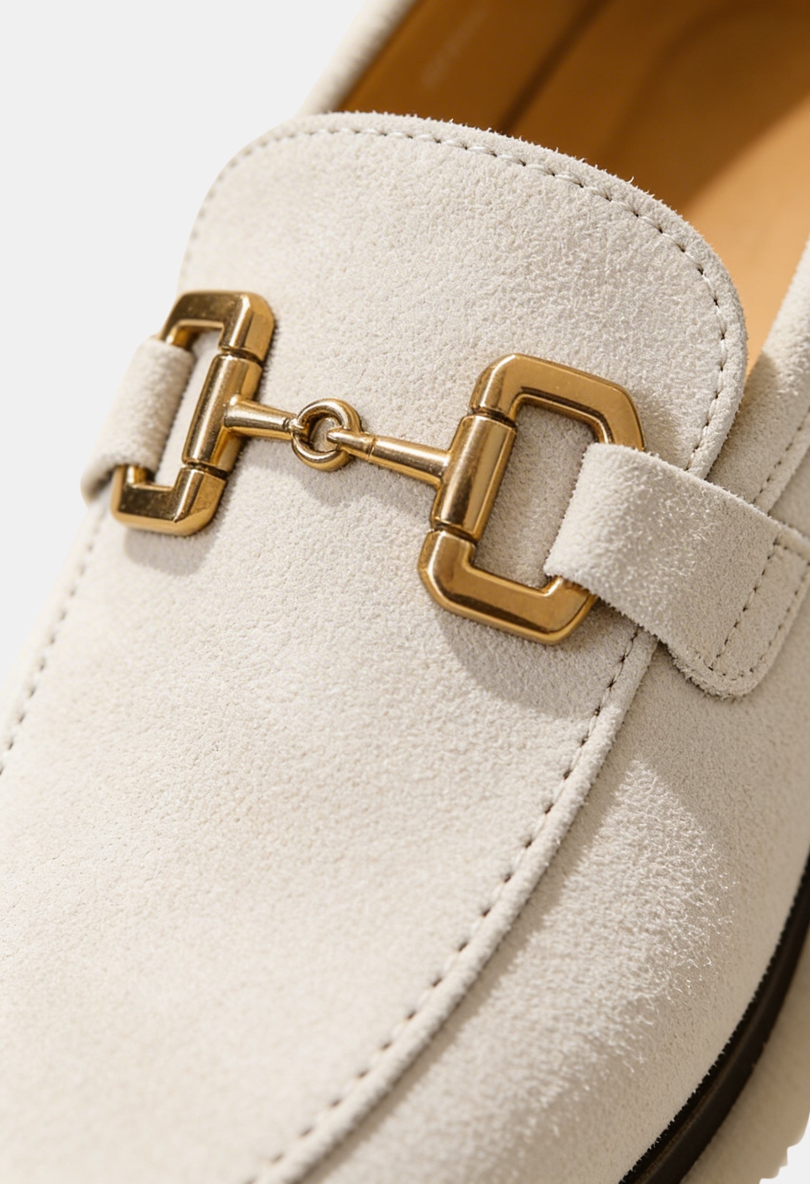 Sleek Suede Loafers With Metal Buckle