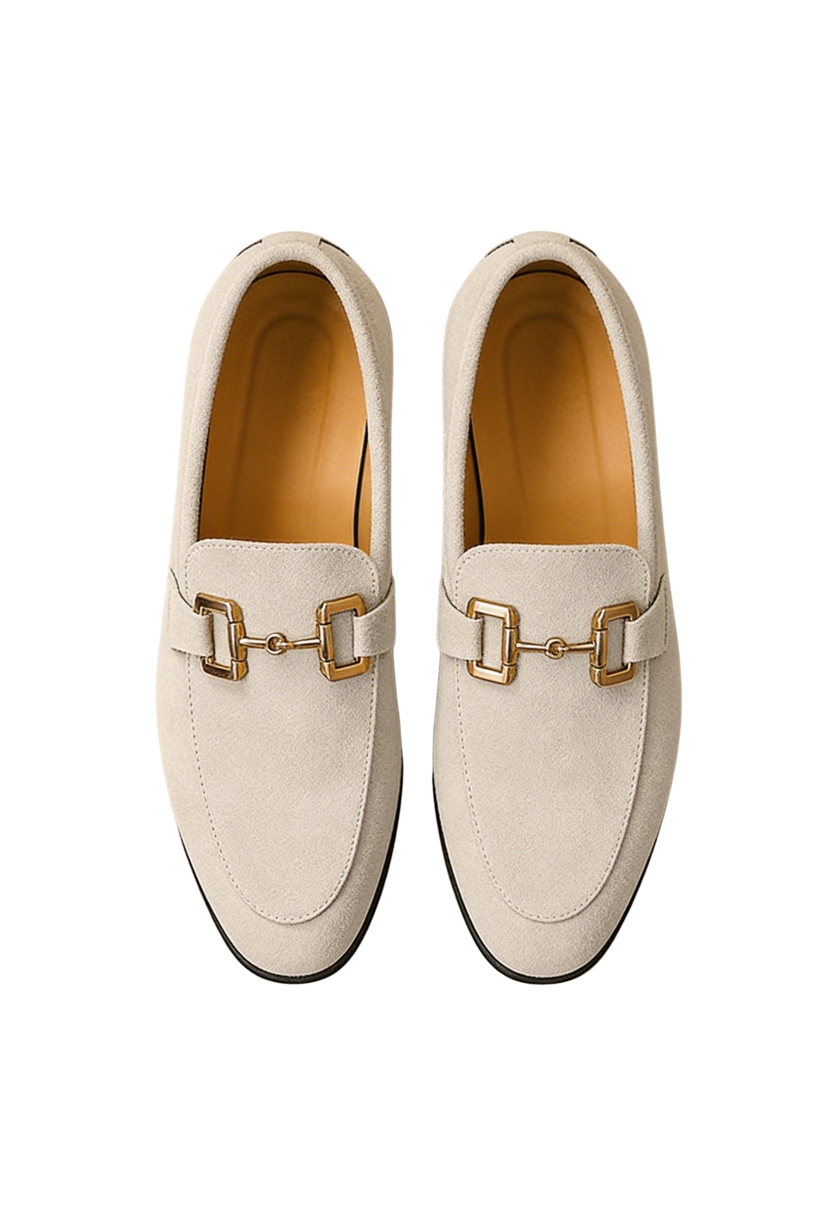 Sleek Suede Loafers With Metal Buckle