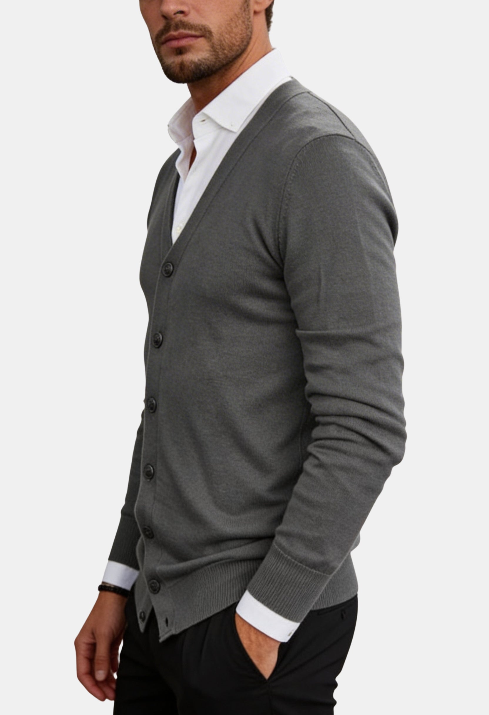Smart V Neck Button Cardigan