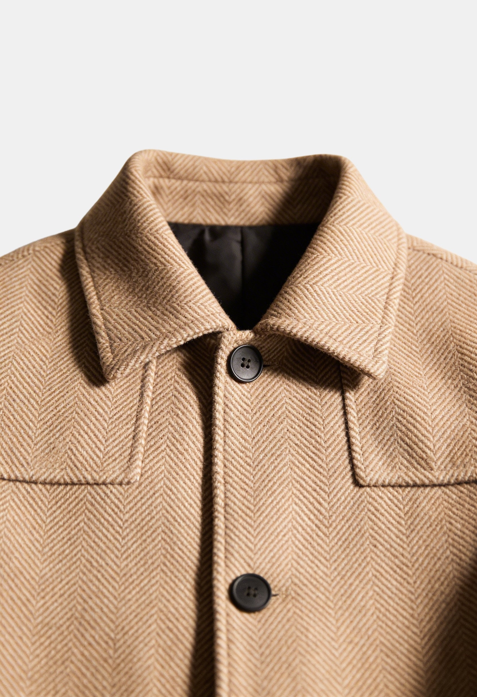 Tailored Herringbone Lapel Button Jacket